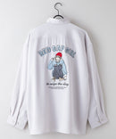 【UNIIT × RED CAP GIRL】 ナチュラルストレッチ バルーンスリーブ ルーズシルエット バック刺繍シャツ