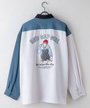 【UNIIT × RED CAP GIRL】 ナチュラルストレッチ バルーンスリーブ ルーズシルエット バック刺繍シャツ