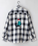 【UNIIT × RED CAP GIRL】 オンブレチェック ルーズシルエット バック刺繍シャツ コットン100％