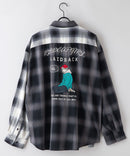 【UNIIT × RED CAP GIRL】 オンブレチェック ルーズシルエット バック刺繍シャツ コットン100％