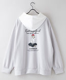 【RED CAP GIRL×UNIIT/レッドキャップガール×ユニット】ビッグシルエット とろみポンチ 落ち感ドレープ 配色フード バックプリント ダンボール ニット プルオーバー パーカー zo グレー ❘ジーンズメイト公式オンラインショップ