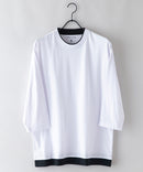汗染み 目立ちにくい フェイク レイヤード 重ね着風 BIG 7分袖 Tシャツ ZERO STAIN ゼロステイン 防汚 UVカット 撥水 ユニセックス ホワイト ❘ジーンズメイト公式オンラインショップ