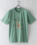 汗染み 目立ちにくい アニマル プリント Tシャツ ZERO STAIN ゼロステイン 防汚 UVカット 撥水 ミントグリーン ❘ジーンズメイト公式オンラインショップ