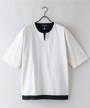 汗染み 目立ちにくい フェイク レイヤード 重ね着風 BIG キーネック Tシャツ ZERO STAIN ゼロステイン 防汚 UVカット 撥水 オフホワイト ❘ジーンズメイト公式オンラインショップ