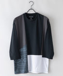 汗染み 目立ちにくい 切替 デザイン BIG 7分袖 Tシャツ ZERO STAIN ゼロステイン 防汚 UVカット 撥水 ブラックB柄 ❘ジーンズメイト公式オンラインショップ