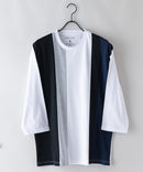 汗染み 目立ちにくい 切替 デザイン BIG 7分袖 Tシャツ ZERO STAIN ゼロステイン 防汚 UVカット 撥水 ホワイトA柄 ❘ジーンズメイト公式オンラインショップ