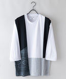 汗染み 目立ちにくい 切替 デザイン BIG 7分袖 Tシャツ ZERO STAIN ゼロステイン 防汚 UVカット 撥水 ホワイトB柄 ❘ジーンズメイト公式オンラインショップ