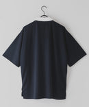 【UNIIT×RED CAP GIRL】冷感 ポンチ 半袖 ハーフジップ ポロ ワンポイント胸刺繍  とろみポンチ