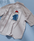【UNIIT×RED CAP GIRL】ナチュラル ストレッチ バック刺繡 バックプリント ビッグシャツ