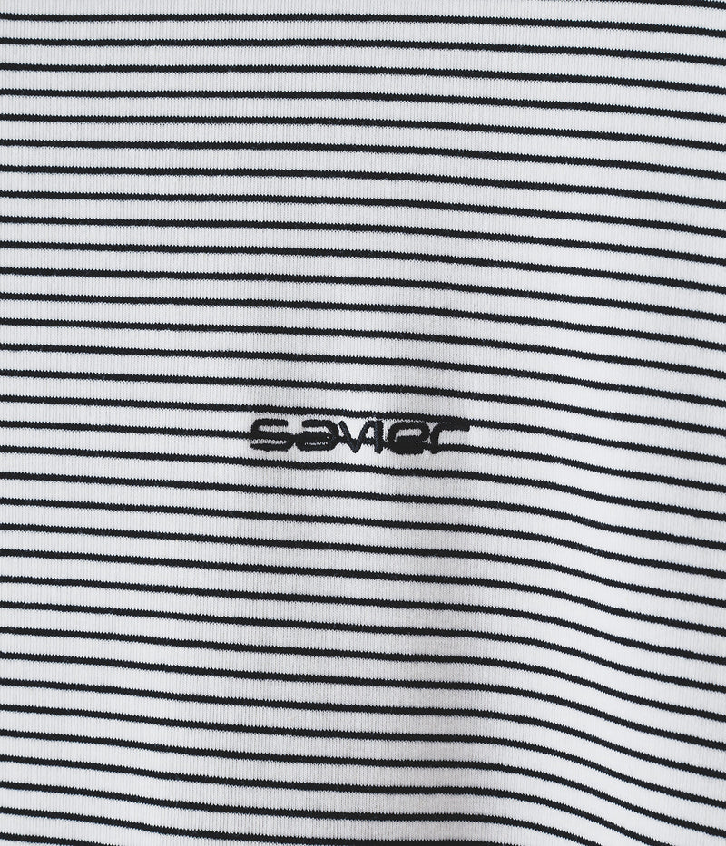 【SAVIER/サビアー】ワンポイントロゴ ボーダー半袖Tシャツ オーバーサイズ UVカット