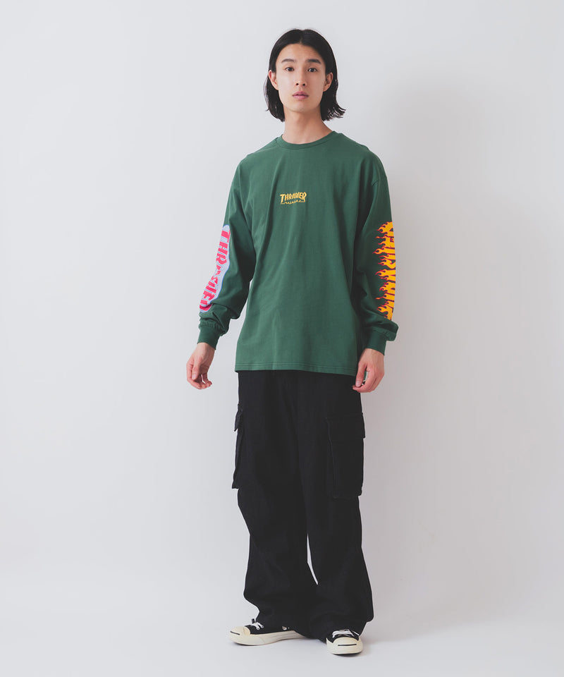 【THRASHER/スラッシャー】ヘビーウェイト　バックプリント 袖プリント ロンT zo