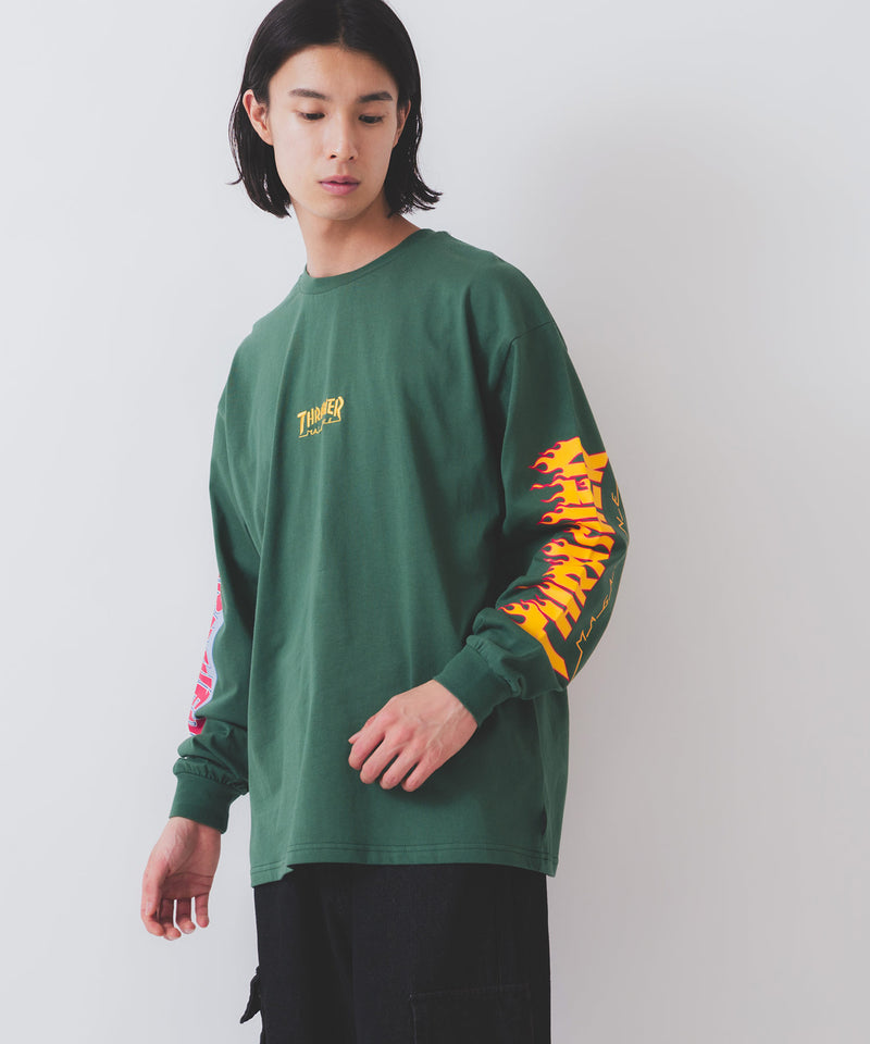 【THRASHER/スラッシャー】ヘビーウェイト　バックプリント 袖プリント ロンT zo