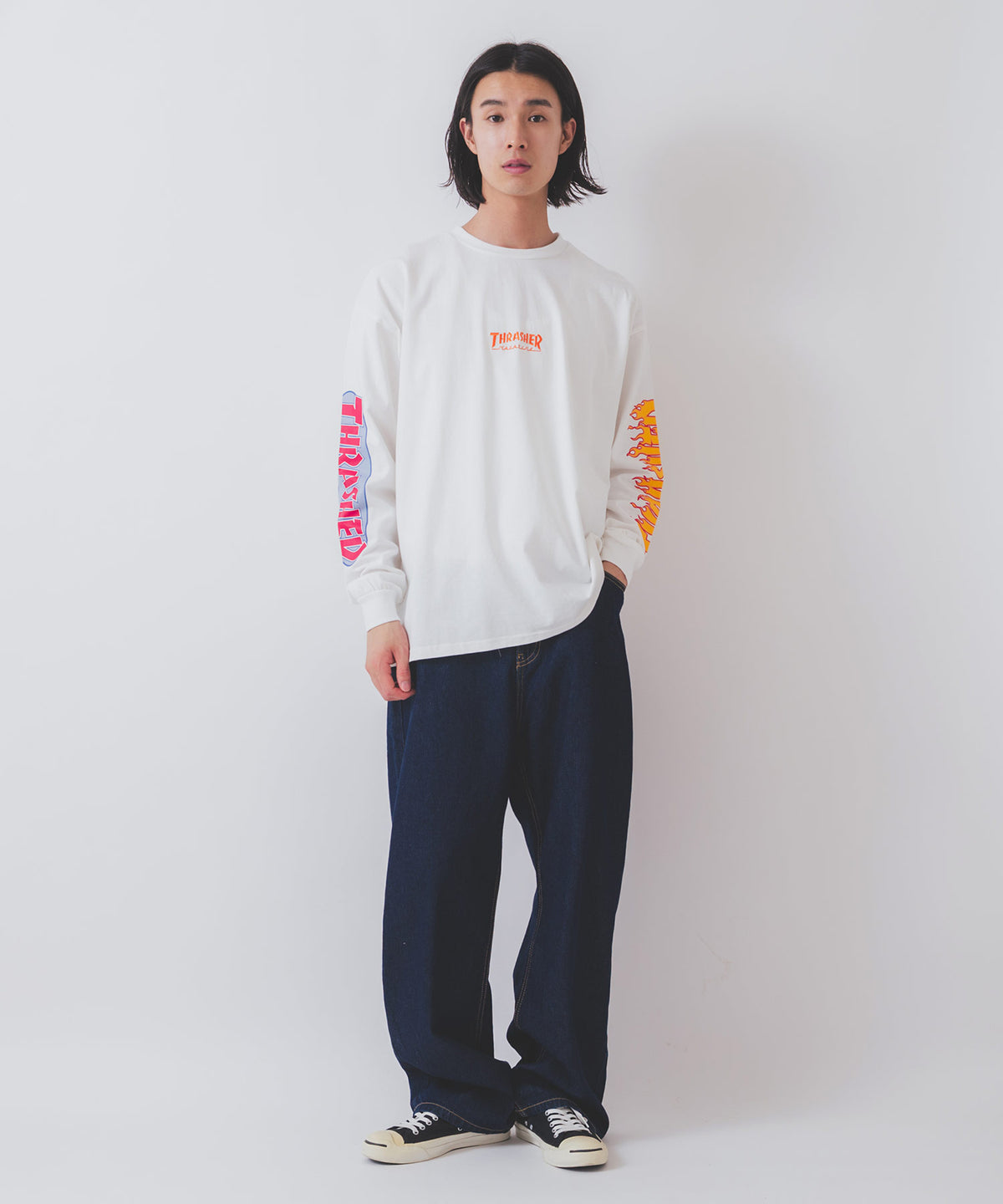 THRASHER/スラッシャー】ヘビーウェイト バックプリント 袖プリント 