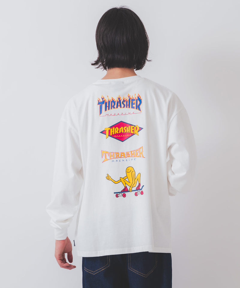 【THRASHER/スラッシャー】ヘビーウェイト　バックプリント 袖プリント ロンT zo