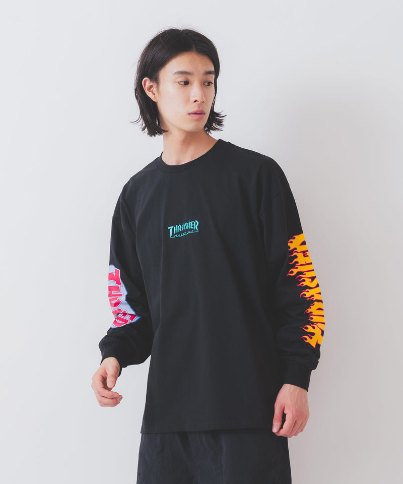 【THRASHER/スラッシャー】ヘビーウェイト　バックプリント 袖プリント ロンT zo