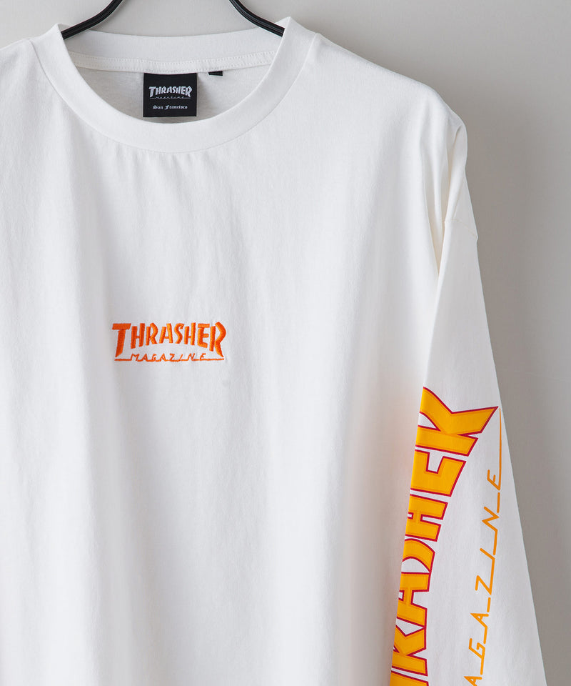 【THRASHER/スラッシャー】ヘビーウェイト　バックプリント 袖プリント ロンT zo