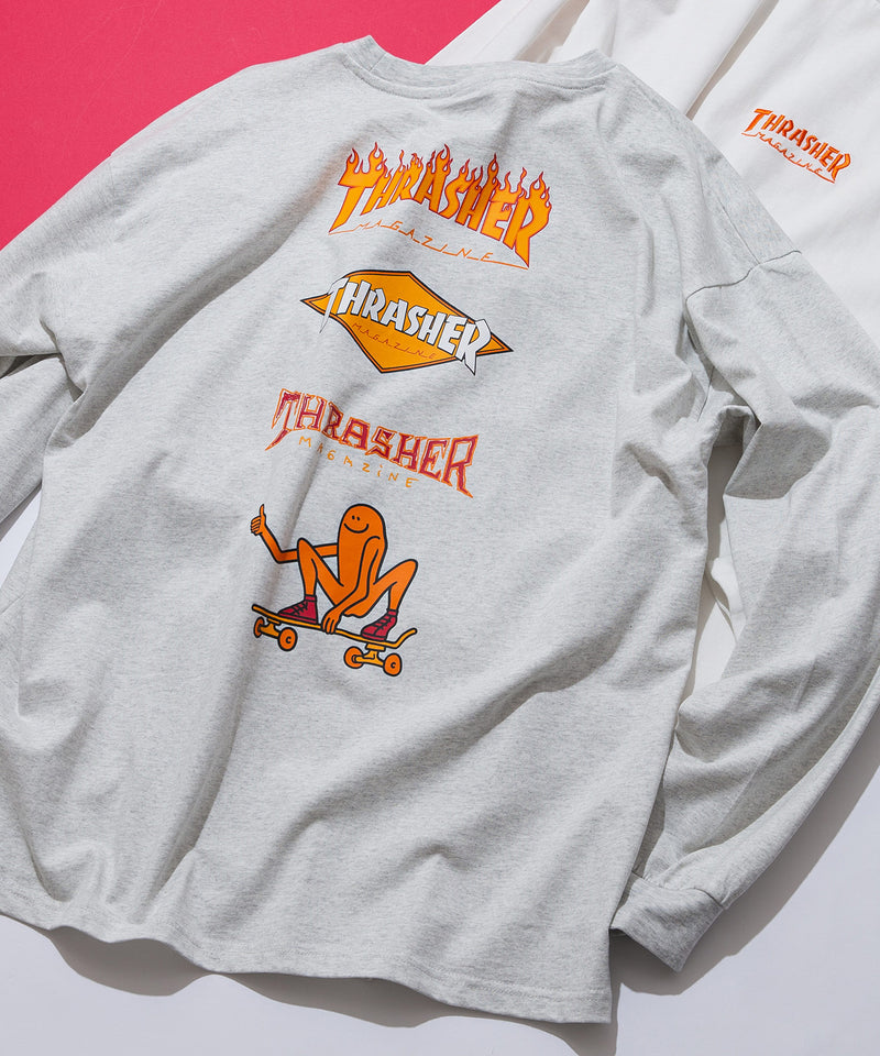 【THRASHER/スラッシャー】ヘビーウェイト　バックプリント 袖プリント ロンT zo