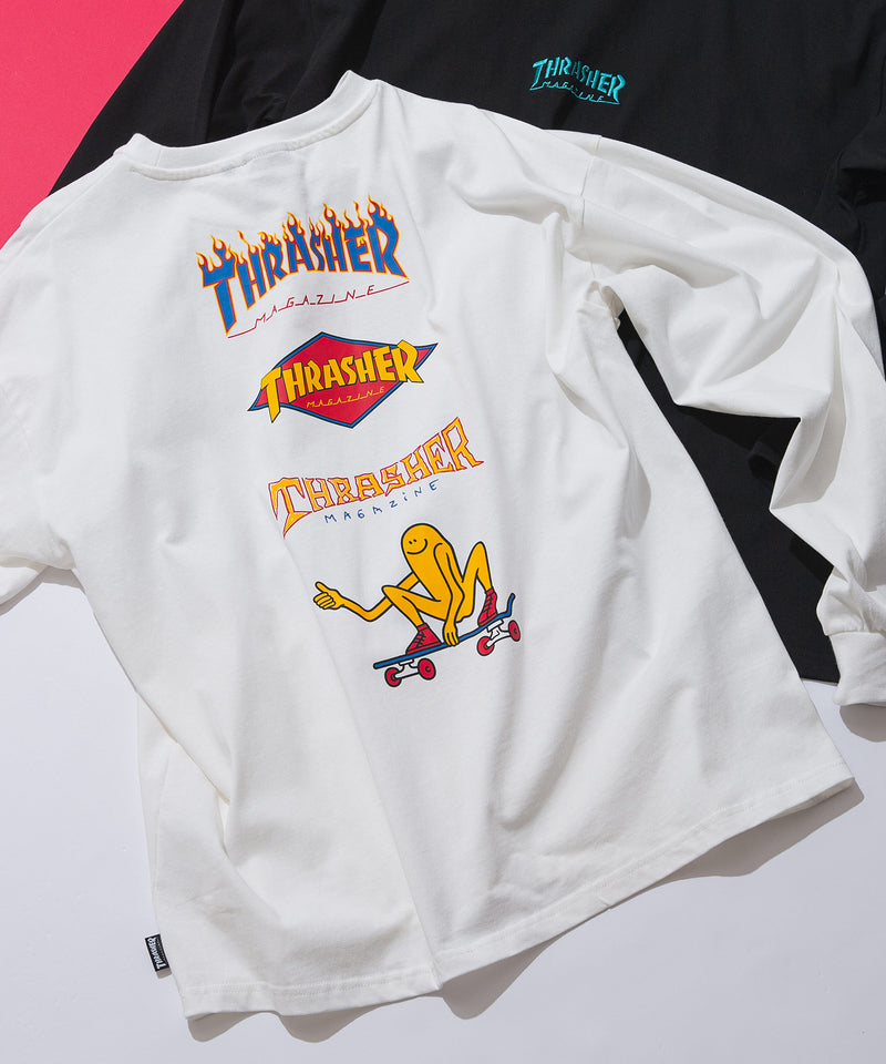 【THRASHER/スラッシャー】ヘビーウェイト　バックプリント 袖プリント ロンT zo