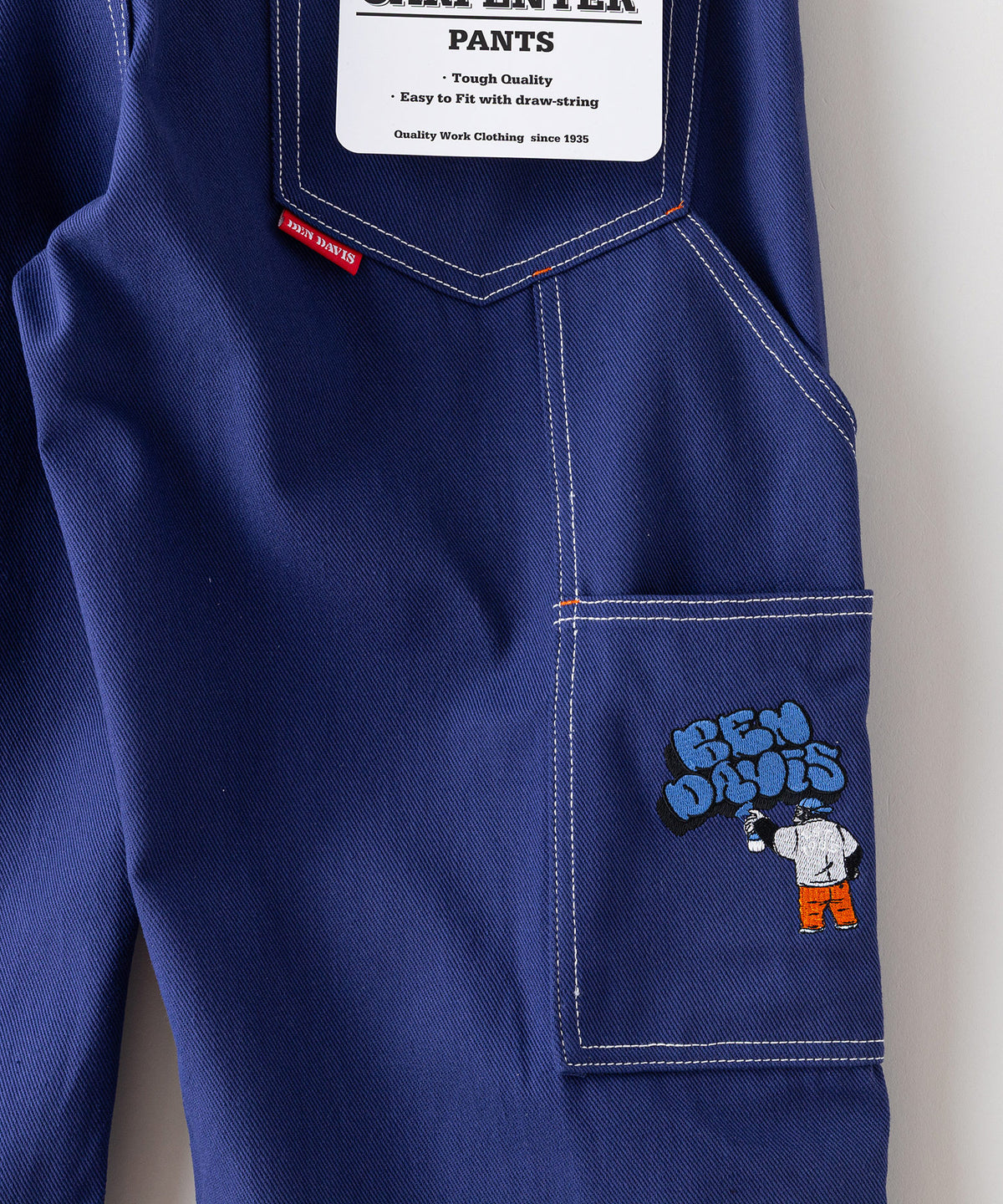 定価4.6万 BLUE BLUE レッドステッチWARDリメイクペインターパンツ 配色ステッチ 刺繍 ワイドペインターパンツ BEN DAVIS ベンデイビス