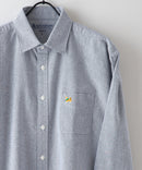 リラックスフィット アニマル胸ワンポイント オックスシャツ 犬 猫 ユニセックス BLUE STANDARD ブルースタンダード