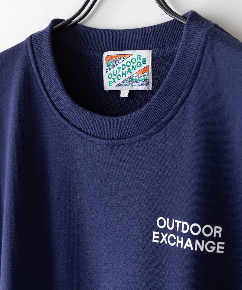 サンセット マウンテン バックロゴ クルーネック スウェット トレーナー 裏毛仕様 OUTDOOR EXCHANGE アウトドア エクスチェンジ