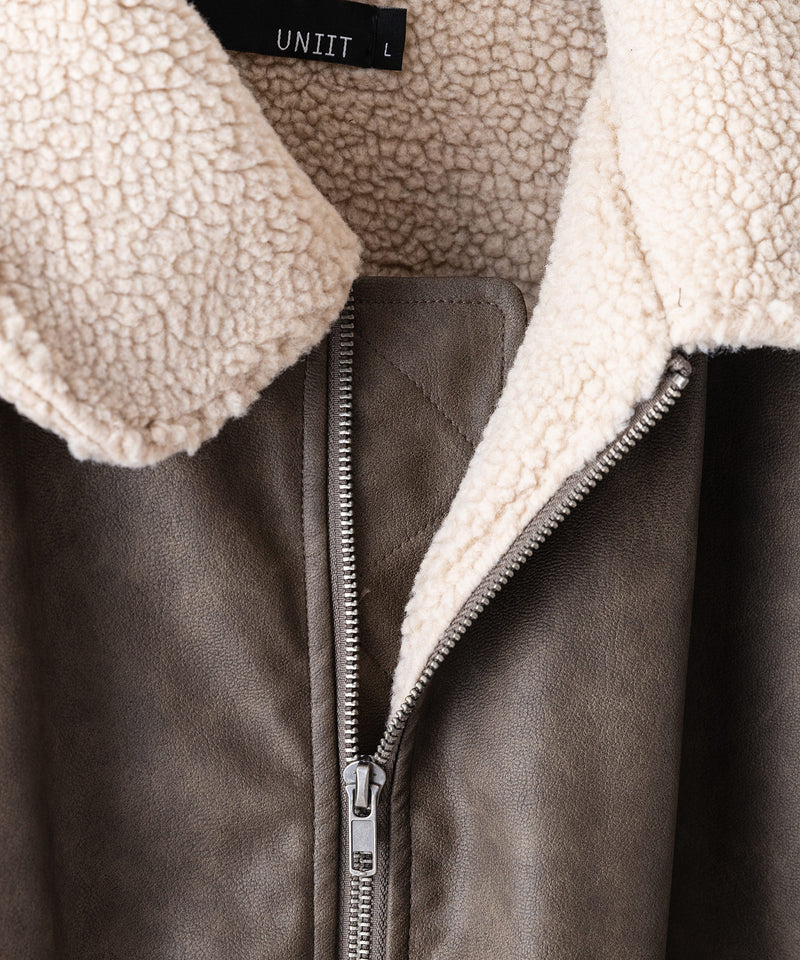 【UNIIT/ユニット】ヴィンテージライク オーバーサイズ PUボアフライトジャケット