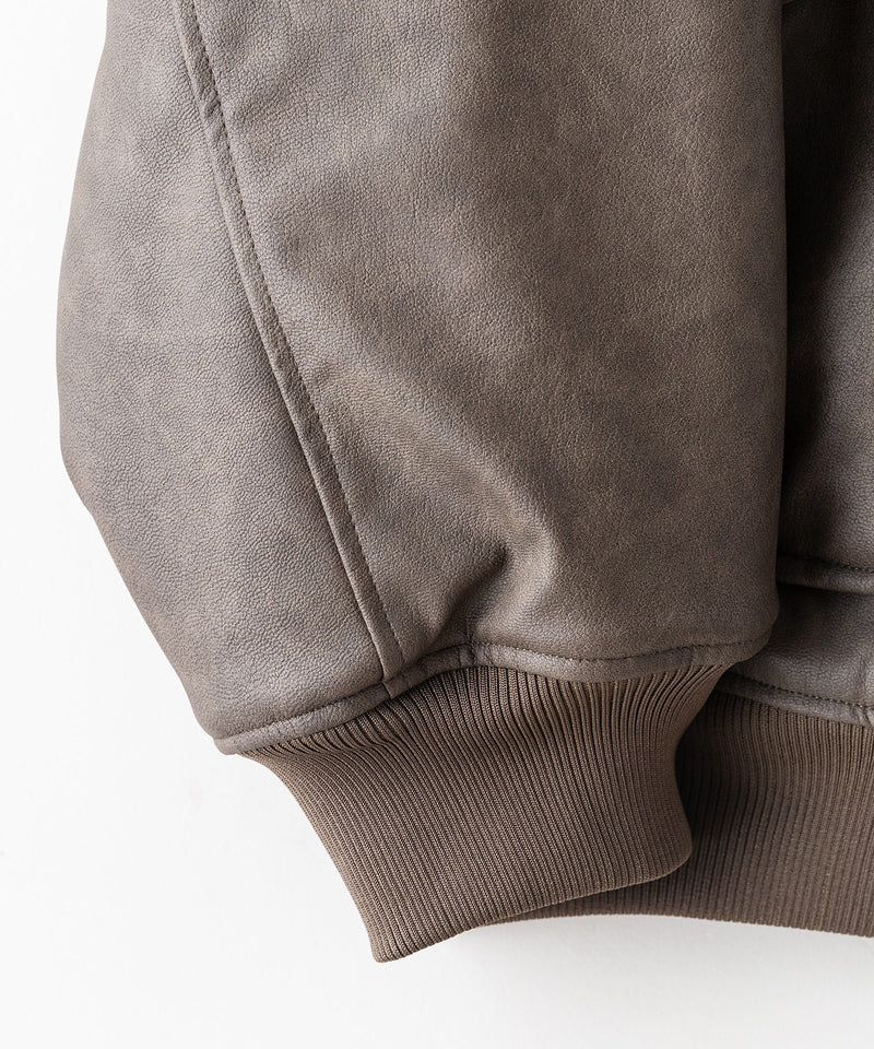 【UNIIT/ユニット】ヴィンテージライク オーバーサイズ PUボアフライトジャケット