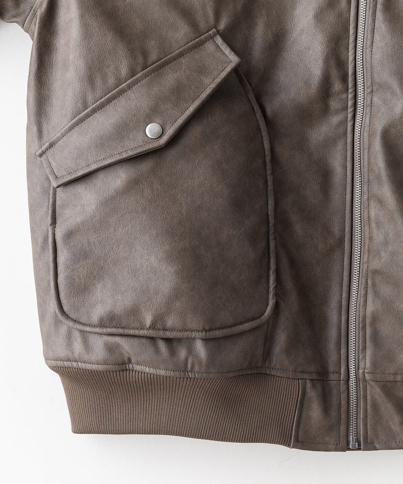 【UNIIT/ユニット】ヴィンテージライク オーバーサイズ PUボアフライトジャケット