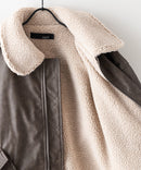 【UNIIT/ユニット】ヴィンテージライク オーバーサイズ PUボアフライトジャケット