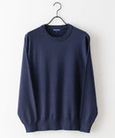 高機能カシミヤタッチ クルーネック セーター 素肌で着れるセーター マシンウォッシャブル アンチプリング 静電気防止 ストレッチ BLUE STANDARD