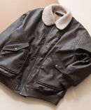 【UNIIT/ユニット】ヴィンテージライク オーバーサイズ PUボアフライトジャケット