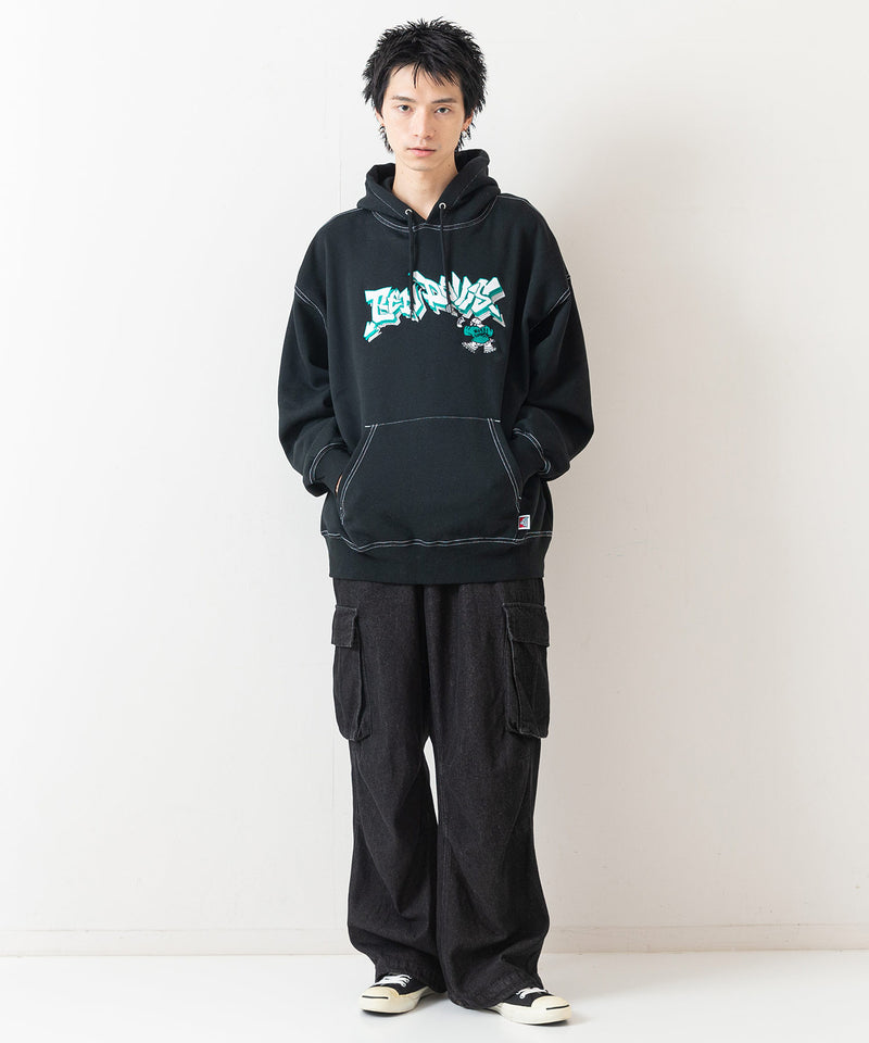 【BEN DAVIS/ベンデイビス】SPRAY ART STITCH HOODIE/オーバーサイズ 裏起毛 ストリート ロゴ ワンポイント刺繍 スウェット パーカー フーディー/レディース メンズ zo