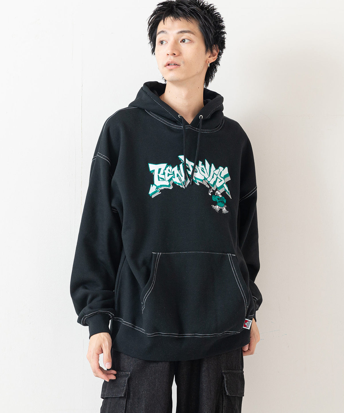 ★MEENDERI★BARTACK STITCH HOODIE - OLIVE★正規品/直送料込 BEN DAVIS/ベンデイビス】SPRAY ART STITCH HOODIE/オーバー