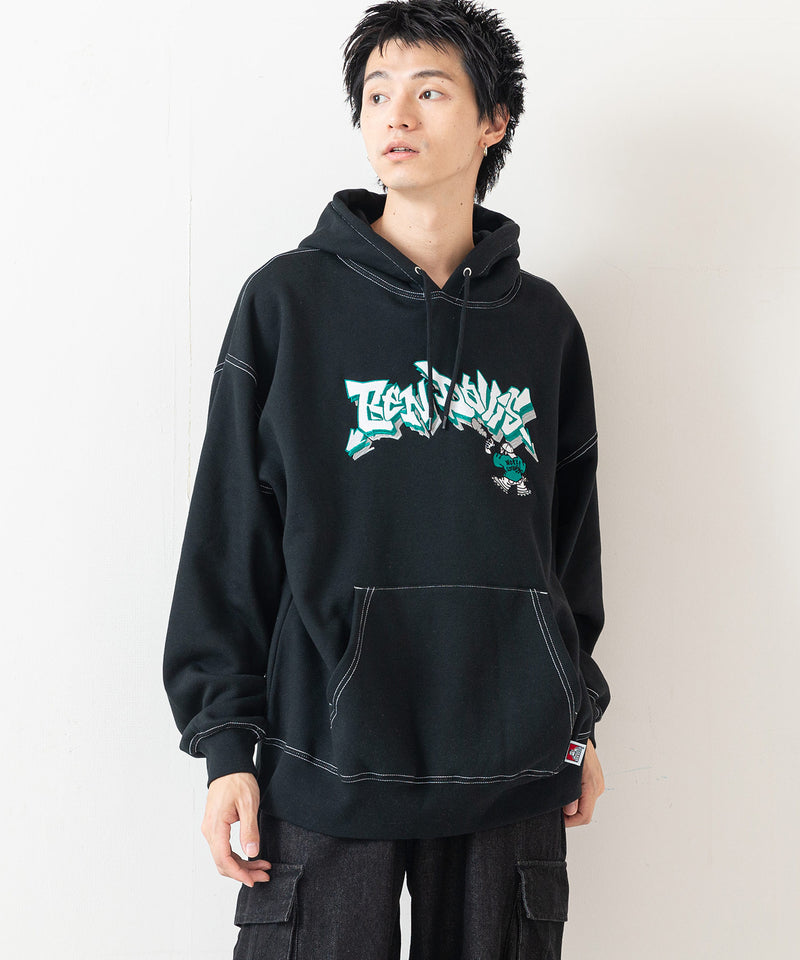 【BEN DAVIS/ベンデイビス】SPRAY ART STITCH HOODIE/オーバーサイズ 裏起毛 ストリート ロゴ ワンポイント刺繍 スウェット パーカー フーディー/レディース メンズ zo