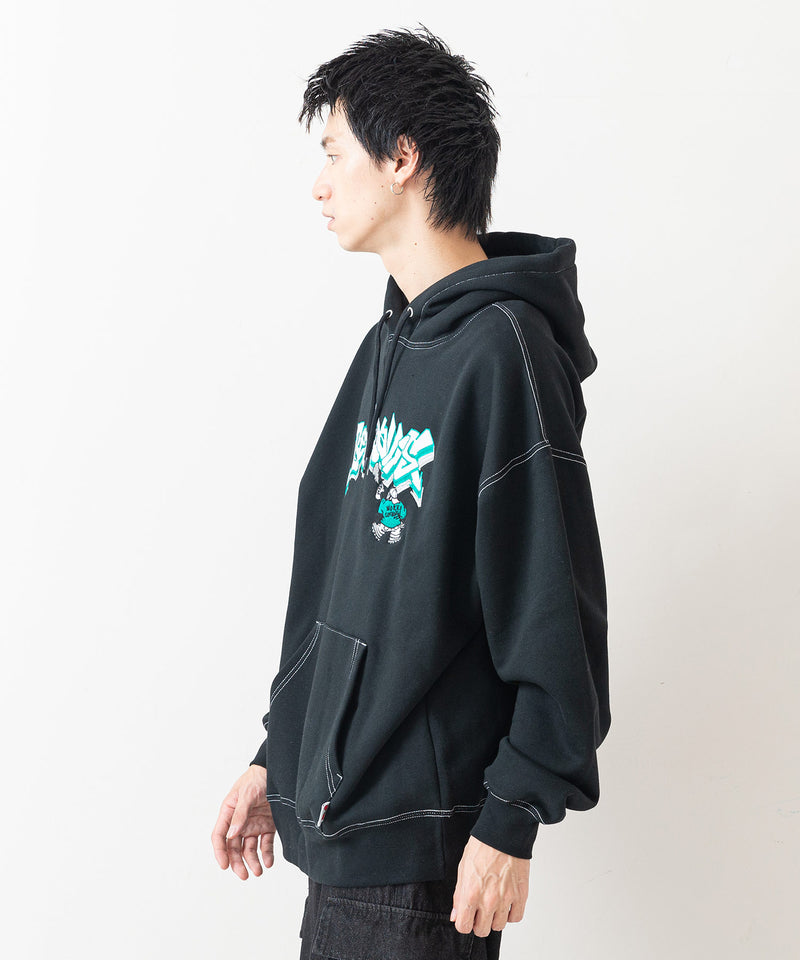 【BEN DAVIS/ベンデイビス】SPRAY ART STITCH HOODIE/オーバーサイズ 裏起毛 ストリート ロゴ ワンポイント刺繍 スウェット パーカー フーディー/レディース メンズ zo