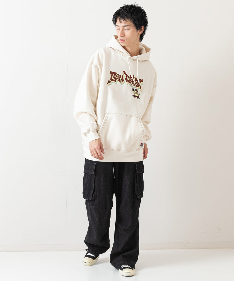 【BEN DAVIS/ベンデイビス】SPRAY ART STITCH HOODIE/オーバーサイズ 裏起毛 ストリート ロゴ ワンポイント刺繍 スウェット パーカー フーディー/レディース メンズ zo