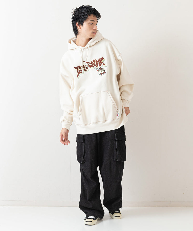 【BEN DAVIS/ベンデイビス】SPRAY ART STITCH HOODIE/オーバーサイズ 裏起毛 ストリート ロゴ ワンポイント刺繍 スウェット パーカー フーディー/レディース メンズ zo