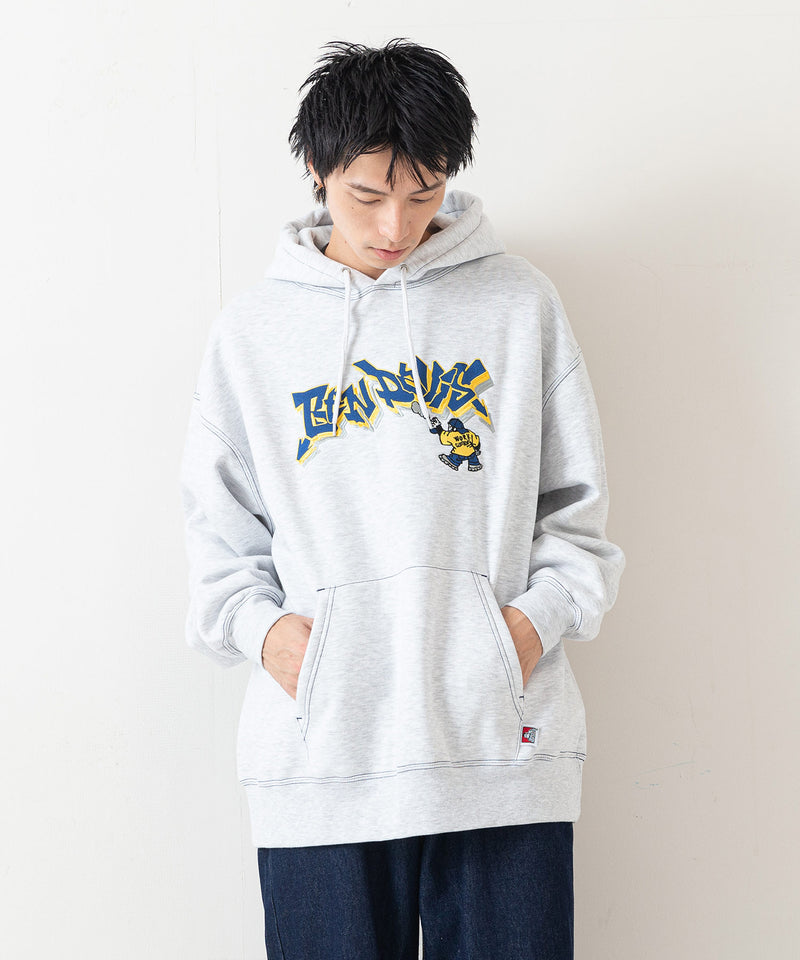 【BEN DAVIS/ベンデイビス】SPRAY ART STITCH HOODIE/オーバーサイズ 裏起毛 ストリート ロゴ ワンポイント刺繍 スウェット パーカー フーディー/レディース メンズ zo