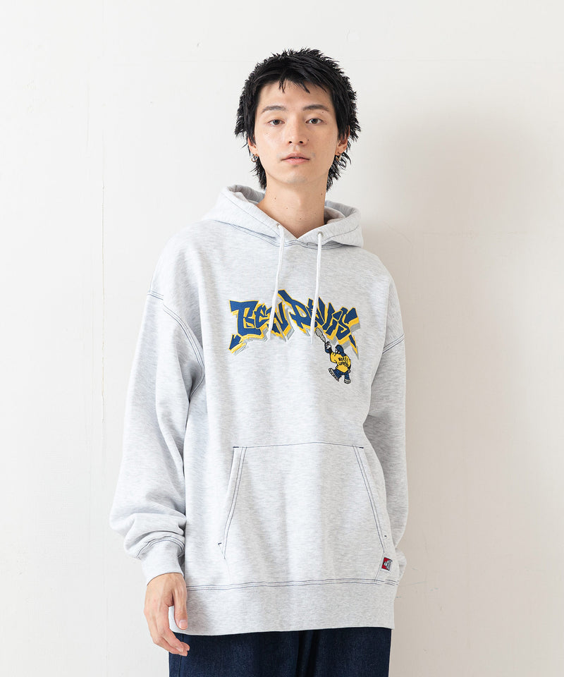 【BEN DAVIS/ベンデイビス】SPRAY ART STITCH HOODIE/オーバーサイズ 裏起毛 ストリート ロゴ ワンポイント刺繍 スウェット パーカー フーディー/レディース メンズ zo