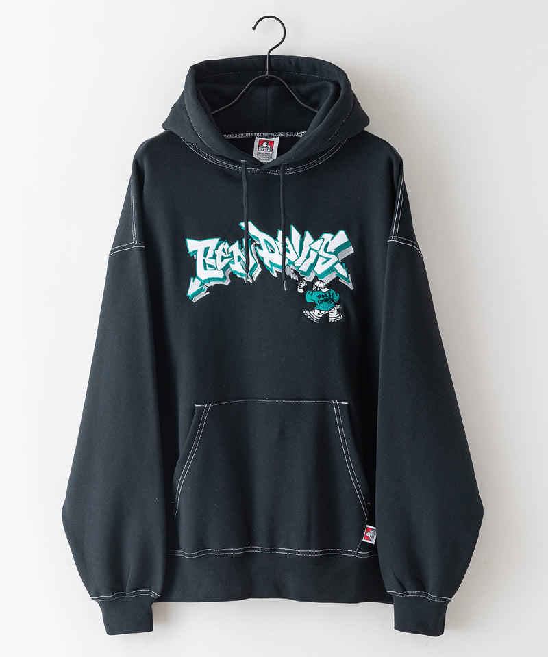 【BEN DAVIS/ベンデイビス】SPRAY ART STITCH HOODIE/オーバーサイズ 裏起毛 ストリート ロゴ ワンポイント刺繍 スウェット パーカー フーディー/レディース メンズ zo