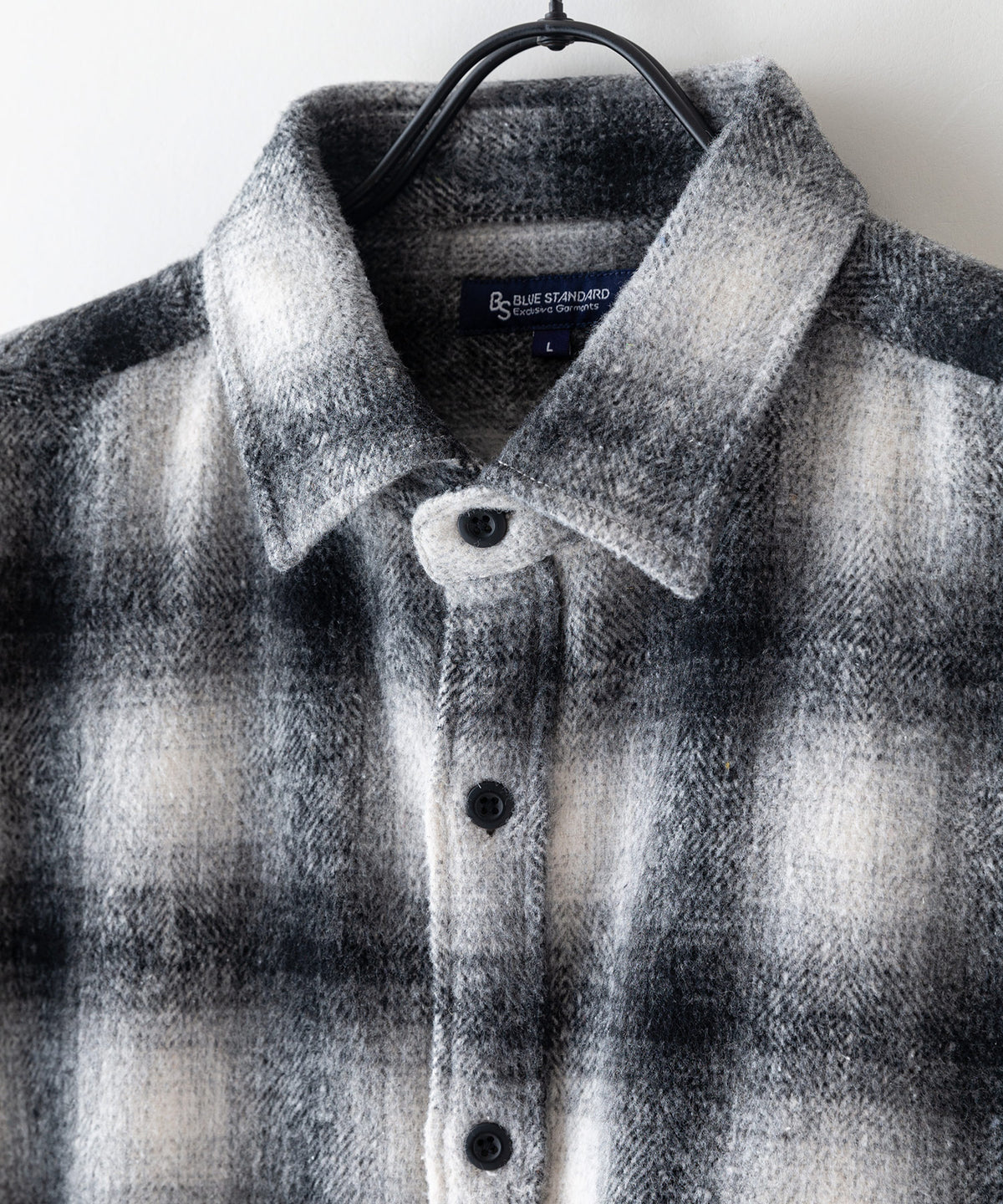 ウール混 オンブレ チェックシャツ BLUE STANDARD