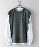 【（What it isNt）ART BY MARKGONZALES / (ワットイットイズント) アートバイマークゴンザレス】 スエードタッチベスト ロンT リアルレイヤード 2枚セット