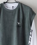 【（What it isNt）ART BY MARKGONZALES / (ワットイットイズント) アートバイマークゴンザレス】 スエードタッチベスト ロンT リアルレイヤード 2枚セット