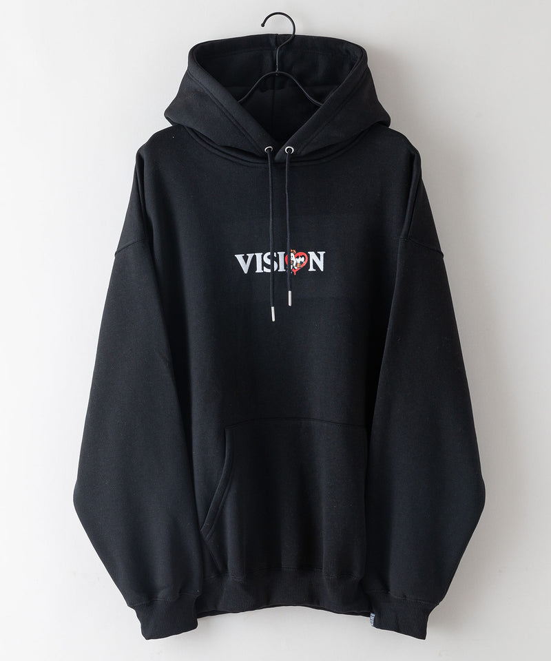 【VISION STREET WEAR/ヴィジョンストリートウェア】GHOST SKATER PARKA/オーバーサイズ 裏起毛 バックプリント ロゴ ワンポイント スウェット パーカー フーディー/レディース メンズ zo