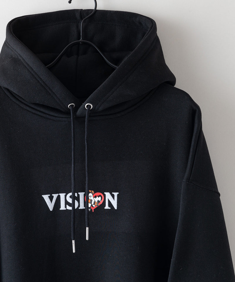 【VISION STREET WEAR/ヴィジョンストリートウェア】GHOST SKATER PARKA/オーバーサイズ 裏起毛 バックプリント ロゴ ワンポイント スウェット パーカー フーディー/レディース メンズ zo