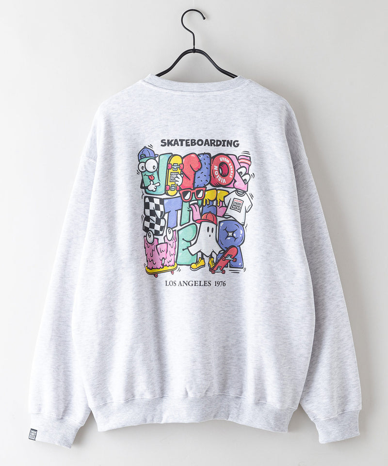 【VISION STREET WEAR/ヴィジョンストリートウェア】MONSTER LOGO SWEAT/オーバーサイズ 裏起毛 バックプリント ロゴ ワンポイント スウェット トレーナー/レディース メンズ zo