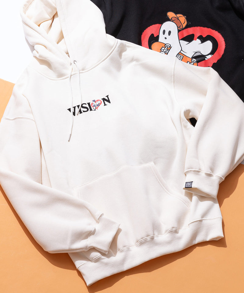 【VISION STREET WEAR/ヴィジョンストリートウェア】GHOST SKATER PARKA/オーバーサイズ 裏起毛 バックプリント ロゴ ワンポイント スウェット パーカー フーディー/レディース メンズ zo