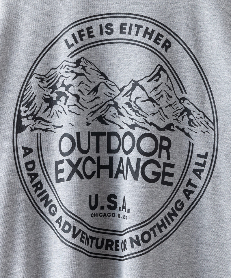 サークル マウンテン バックロゴ クルーネックスエット 裏毛仕様 OUTDOOR EXCHANGE アウトドア エクスチェンジ