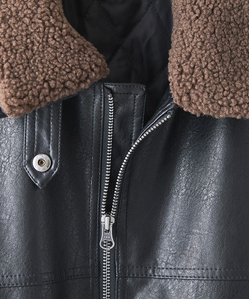 【SAVIER/サビアー】ボア衿G1PUレザーブルゾン