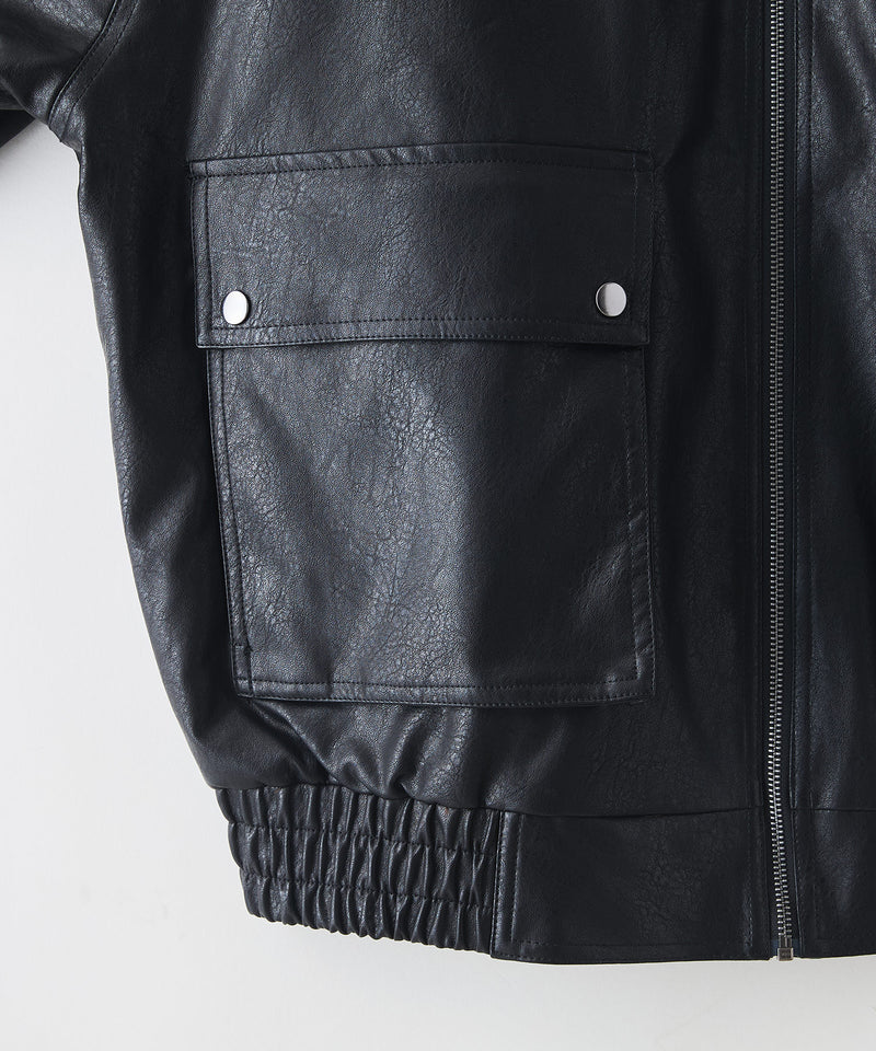 【SAVIER/サビアー】ボア衿G1PUレザーブルゾン